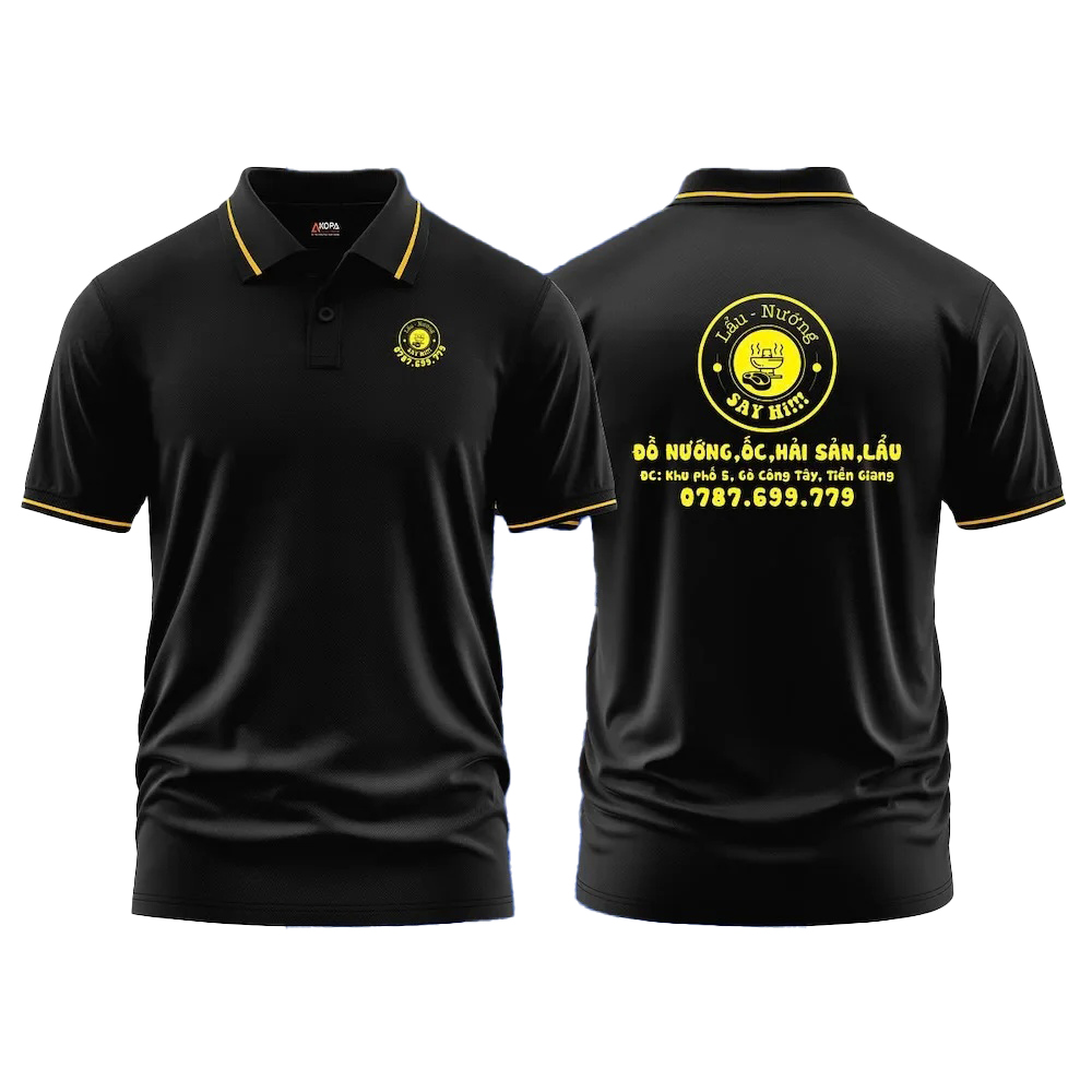 Áo Polo Đồng Phục Nhà Hàng Màu Đen Thêu Logo