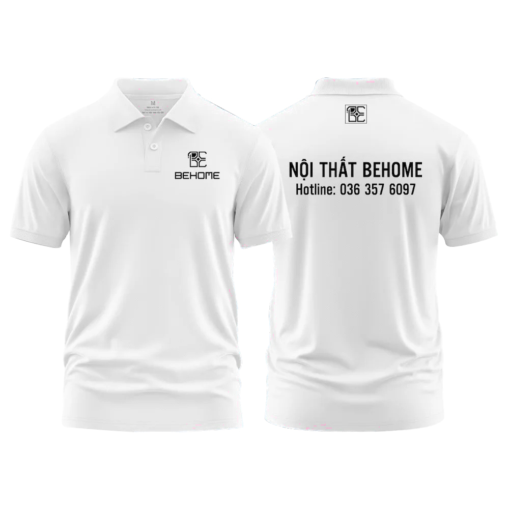 Áo Polo Sự Kiện Màu Trắng In Logo 2 Mặt