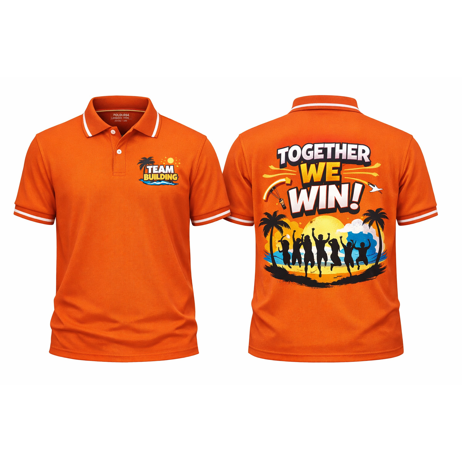 Áo Polo Team Building Màu Cam In Hình