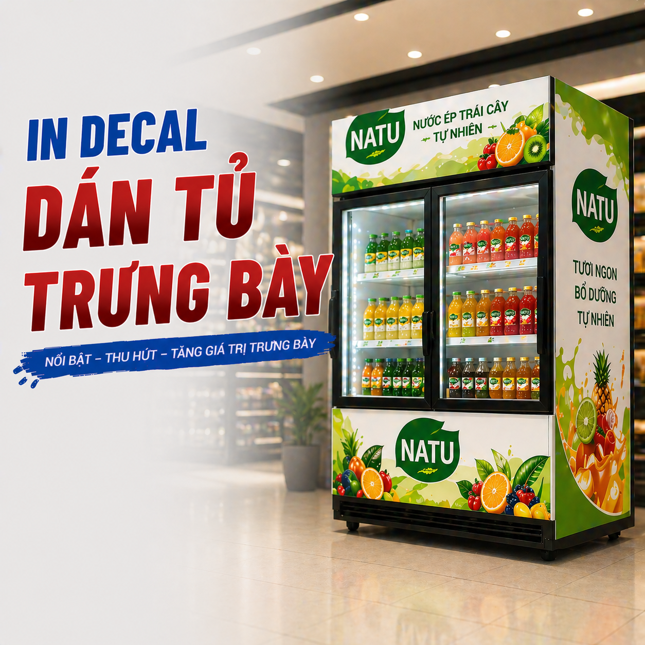 In Decal Dán Tủ Trưng Bày