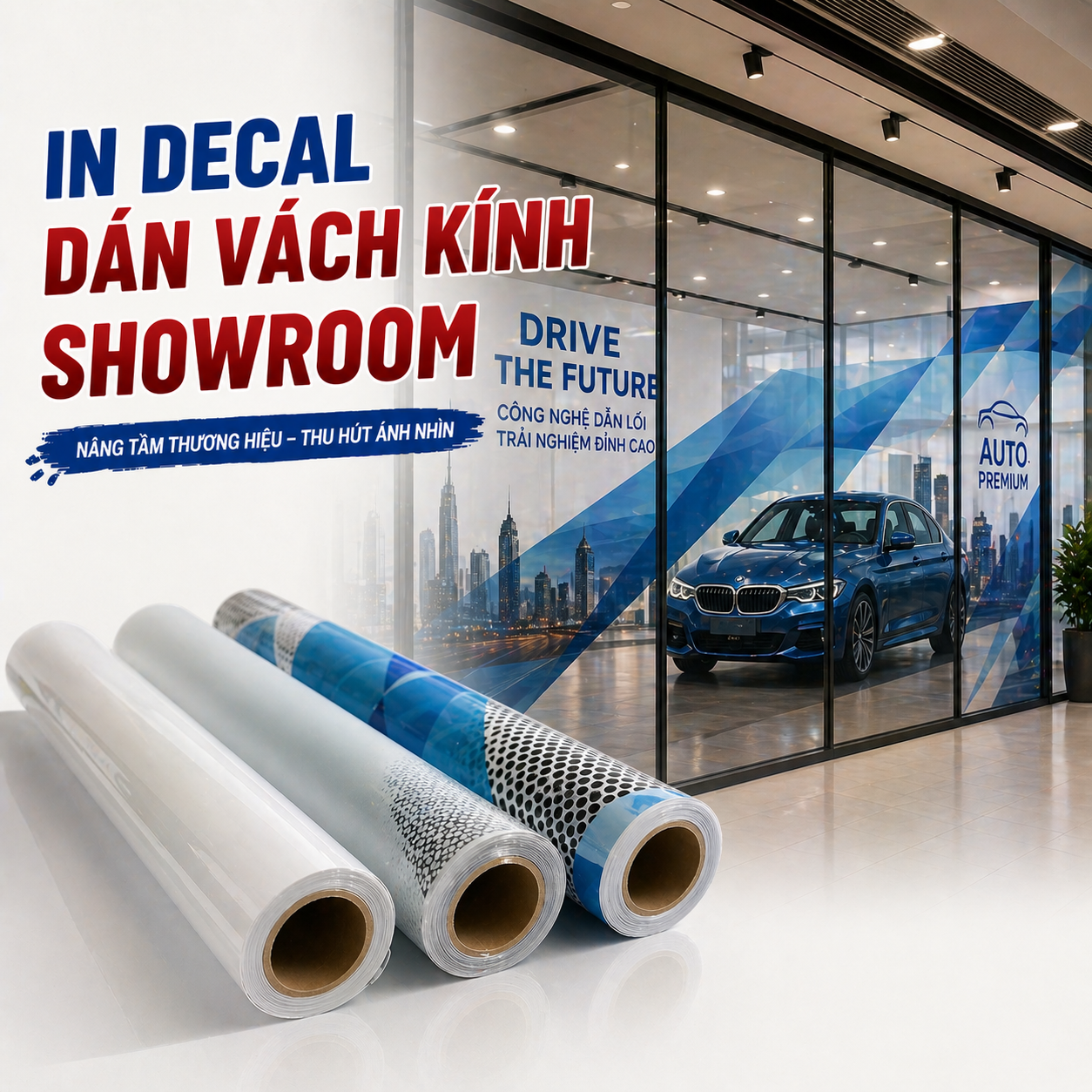 In Decal Dán Vách Kính Showroom