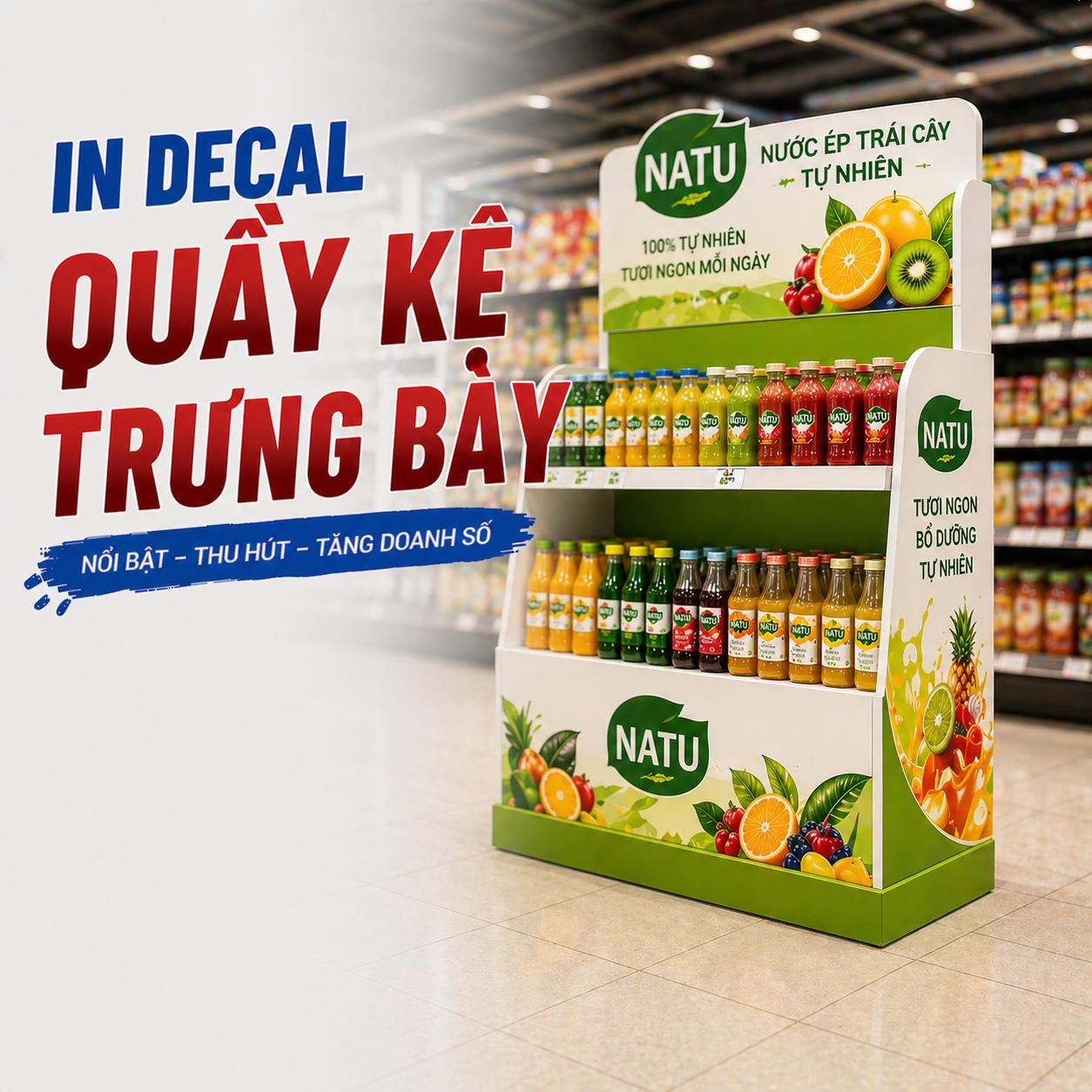 In Decal Quầy Kệ Trưng Bày