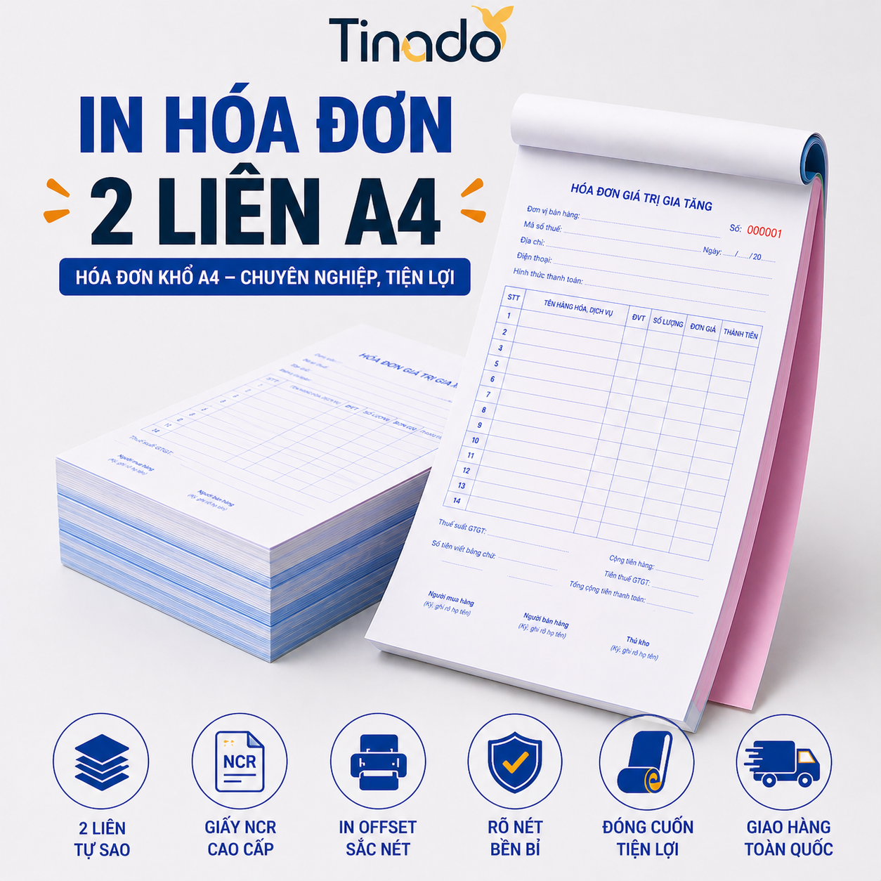 In Hóa Đơn 2 Liên A4