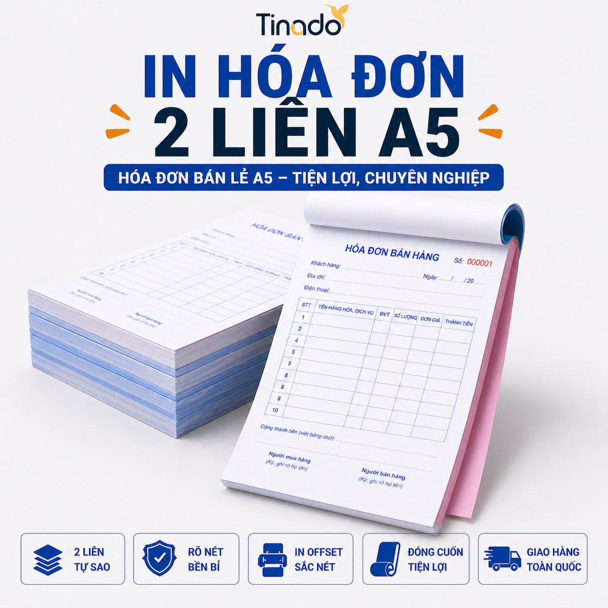 In Hóa Đơn 2 Liên A5