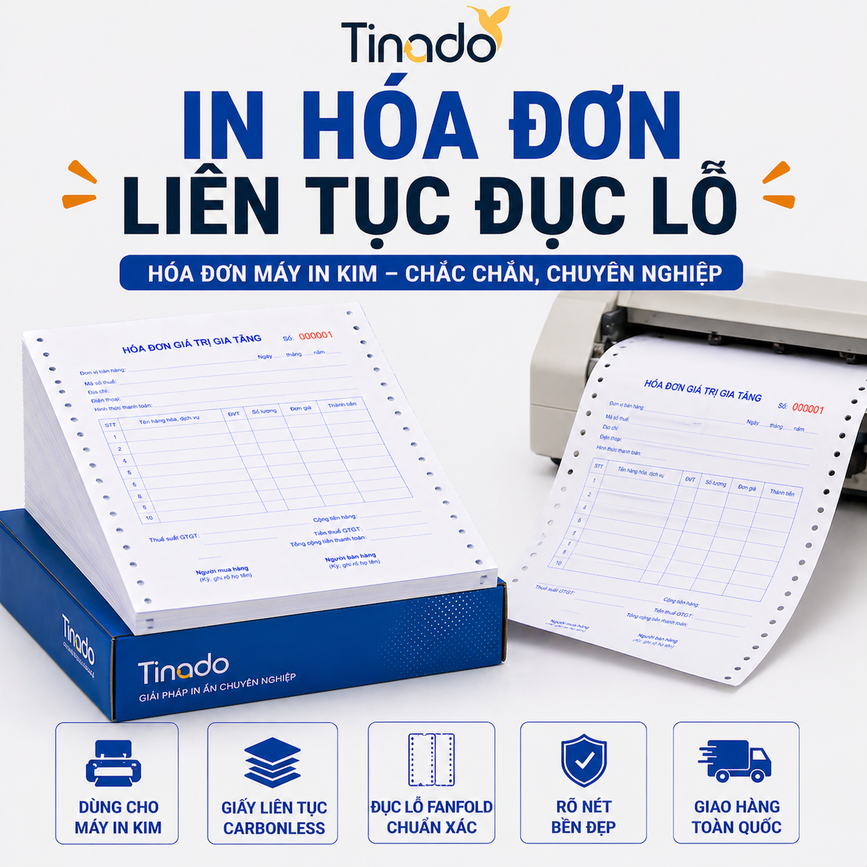 In Hóa Đơn Liên Tục Đục Lỗ