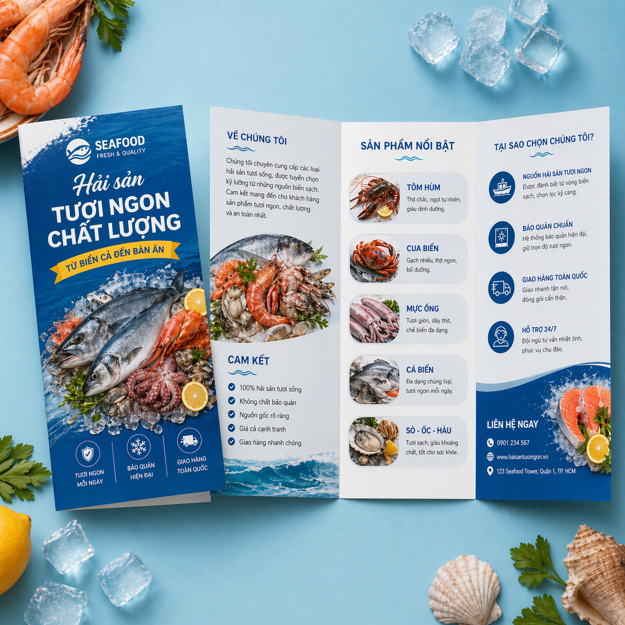 In brochure hải sản