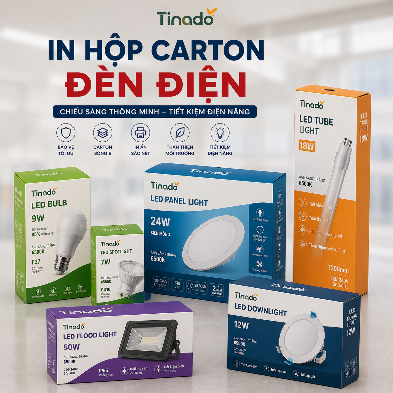 In Hộp Carton Đèn Điện