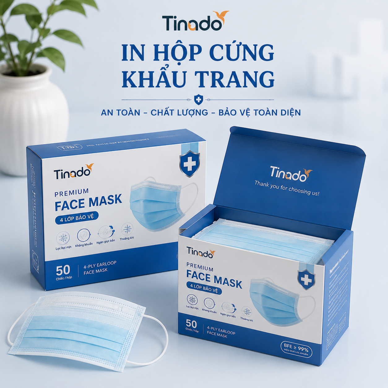 In Hộp Cứng Khẩu Trang