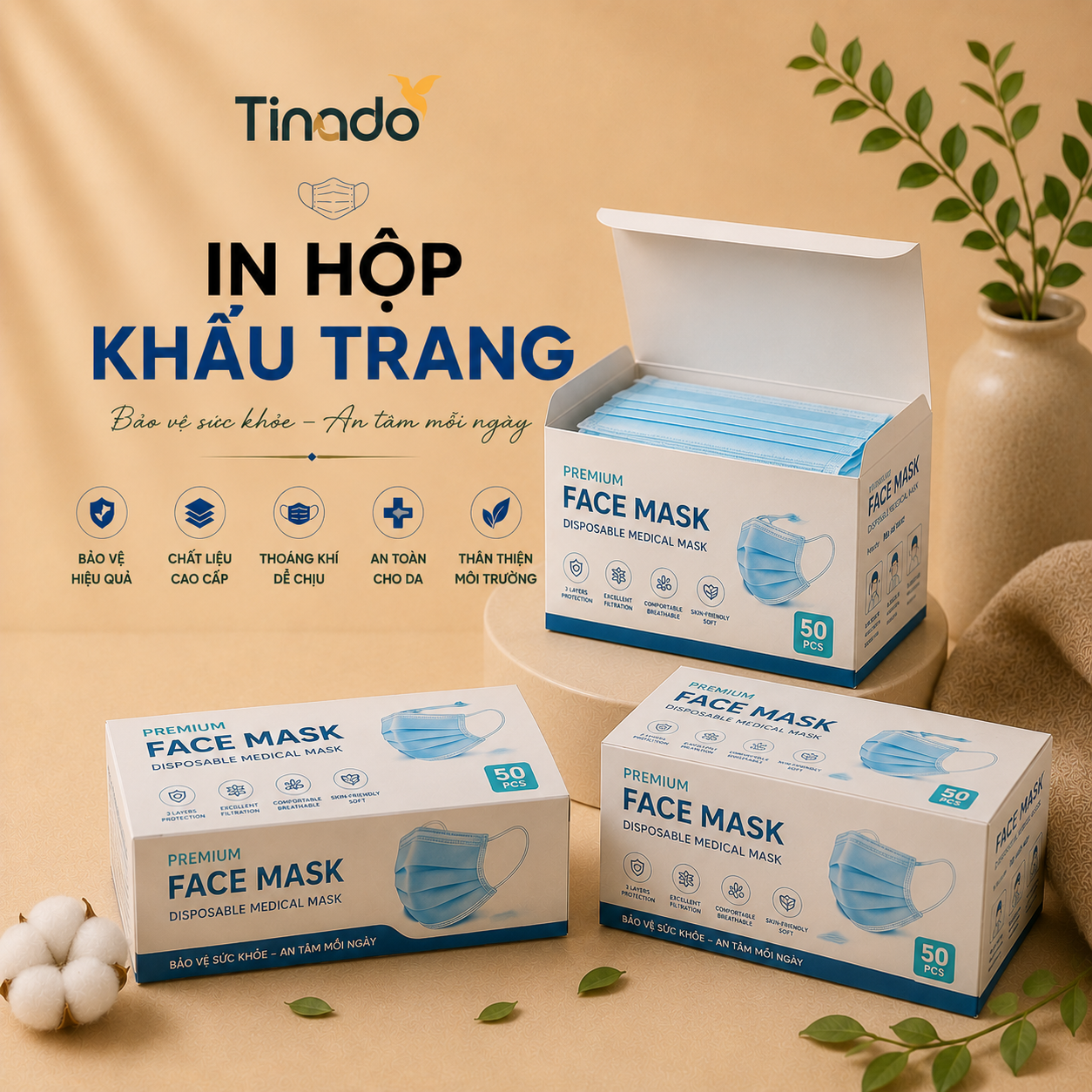 In Hộp Giấy Đựng Khẩu Trang