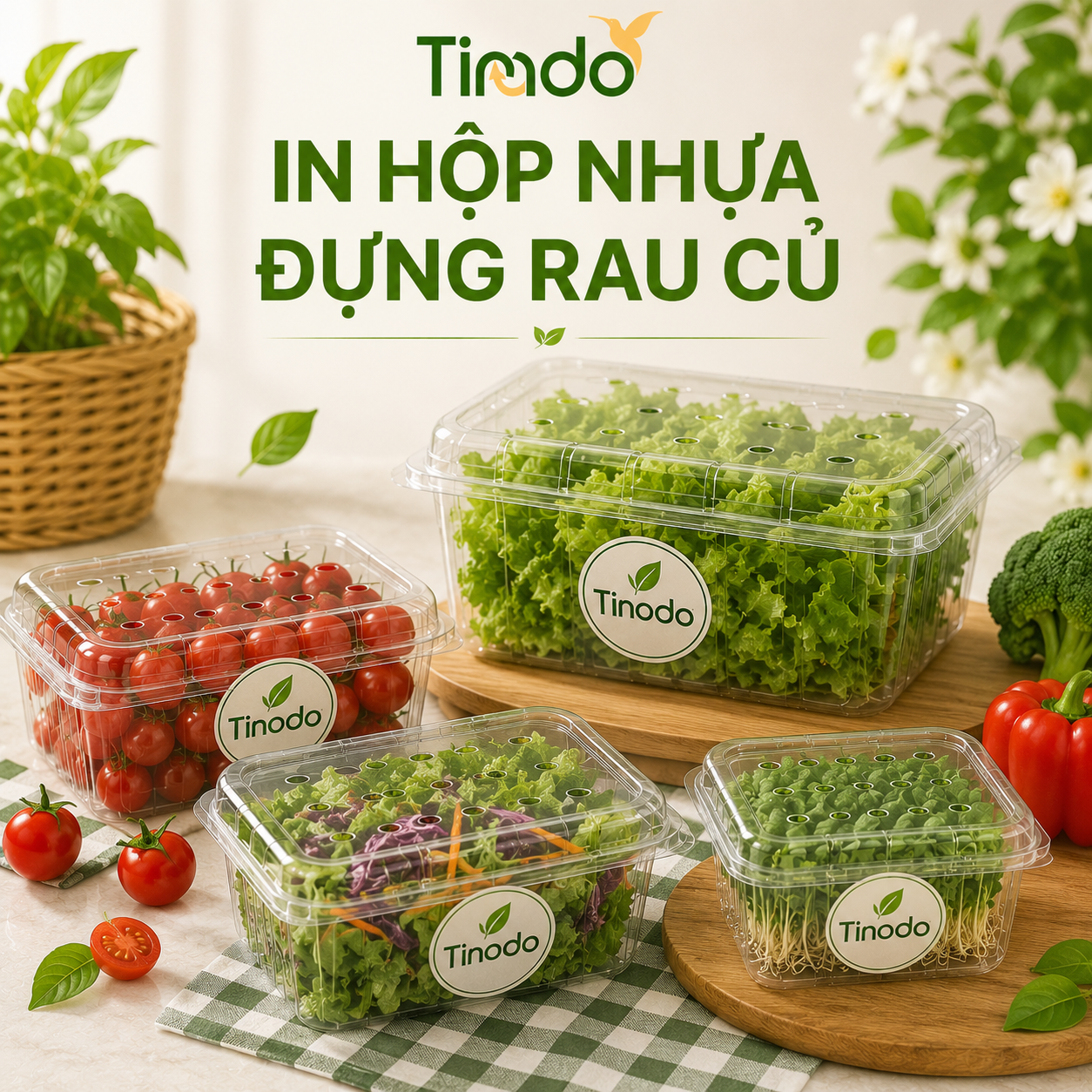 In Hộp Nhựa Đựng Rau Củ