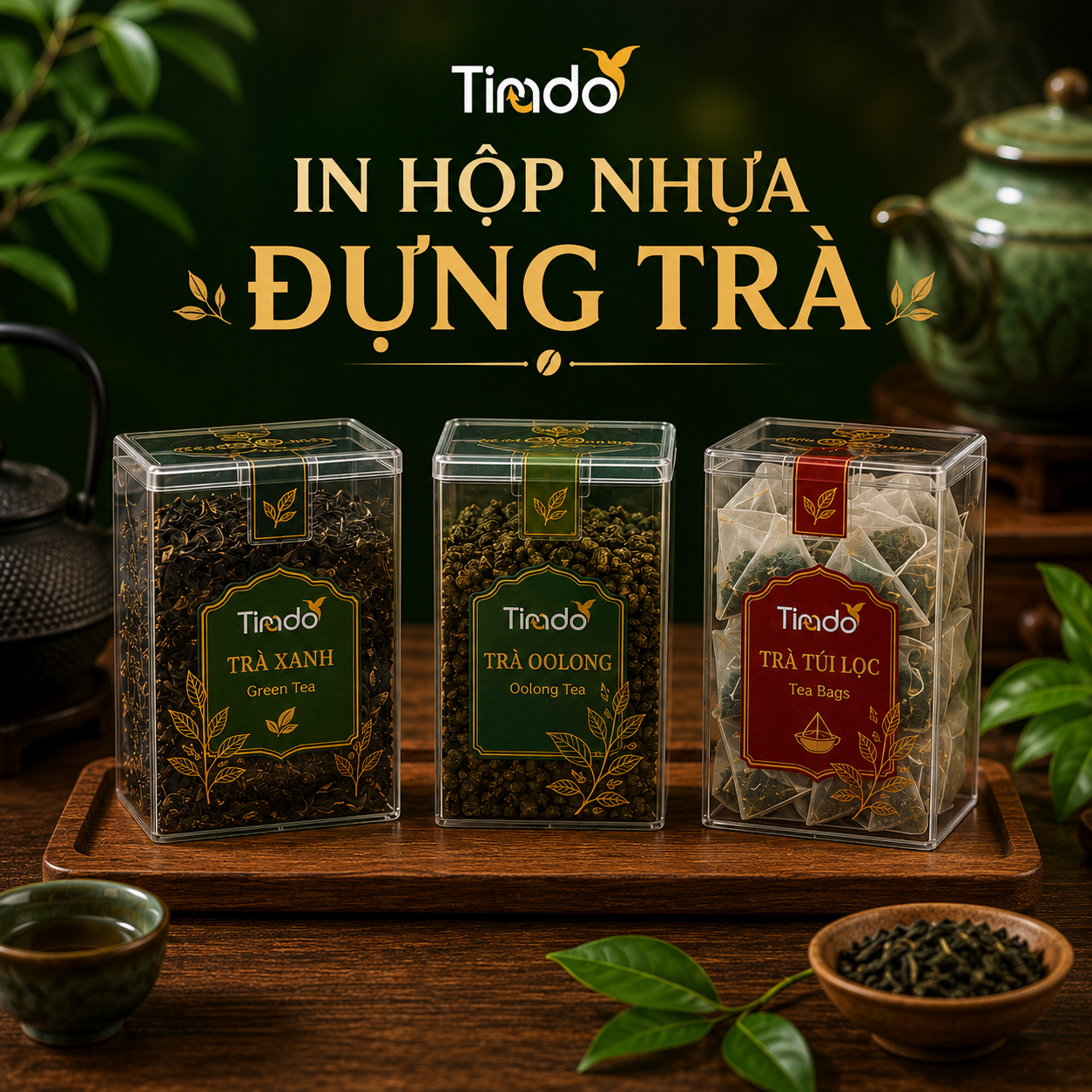 In Hộp Nhựa Đựng Trà