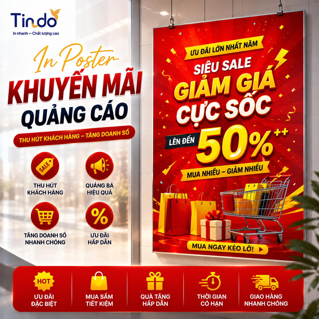 In poster khuyến mãi quảng cáo