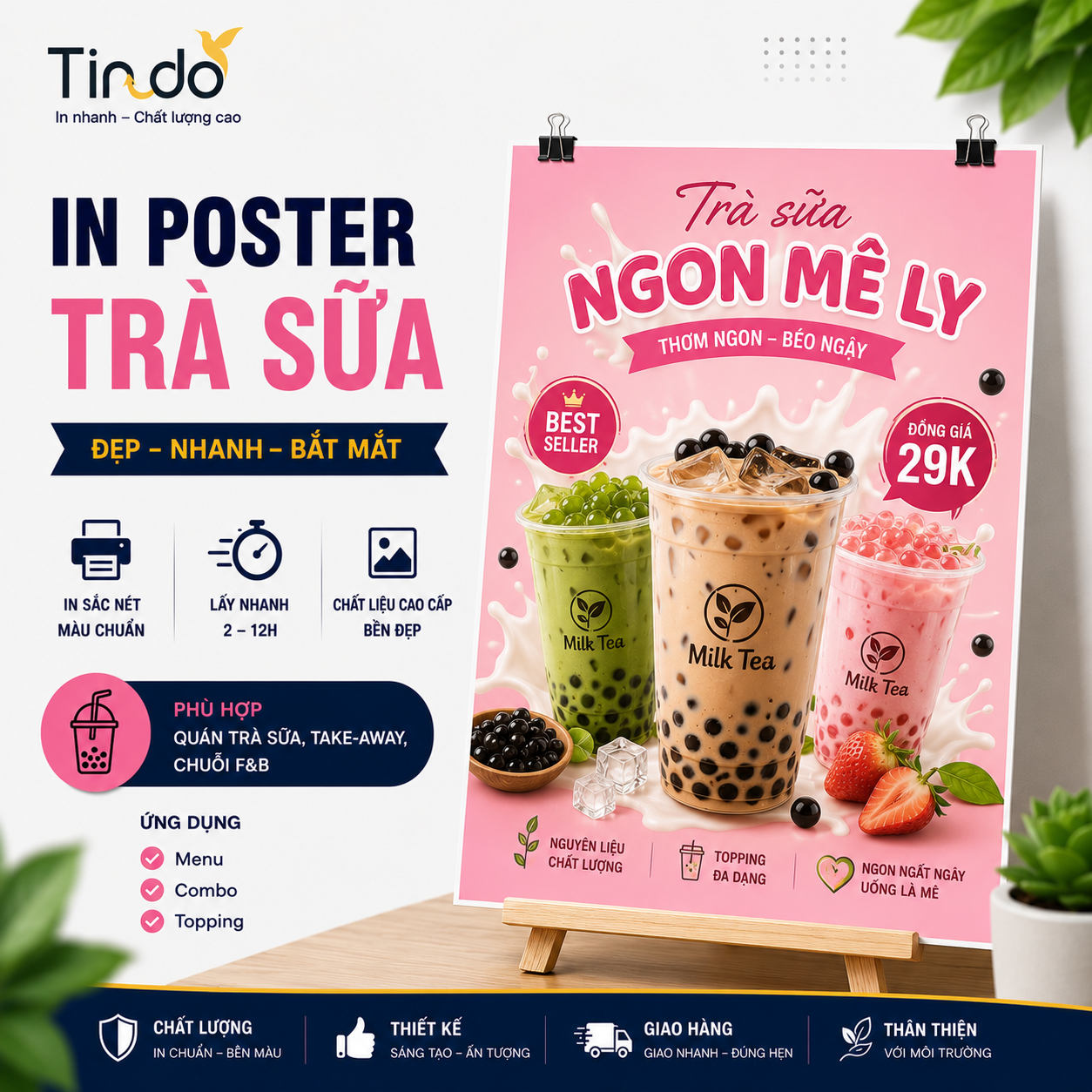 In poster quảng cáo trà sữa
