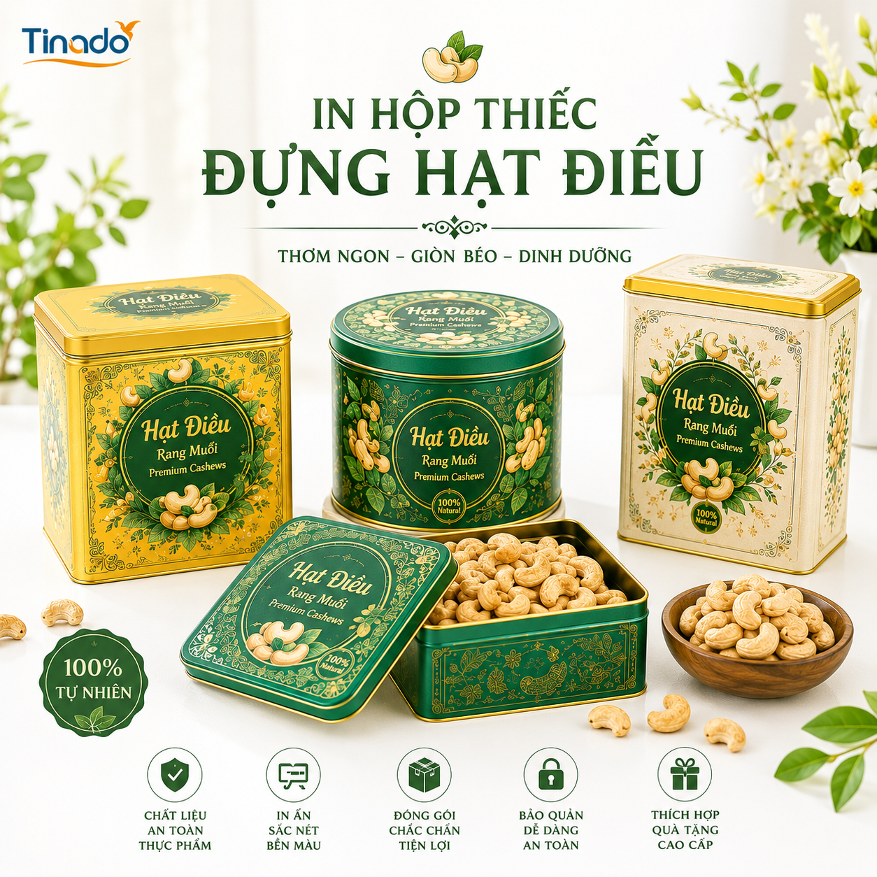 In Hộp Thiếc Đựng Hạt Điều