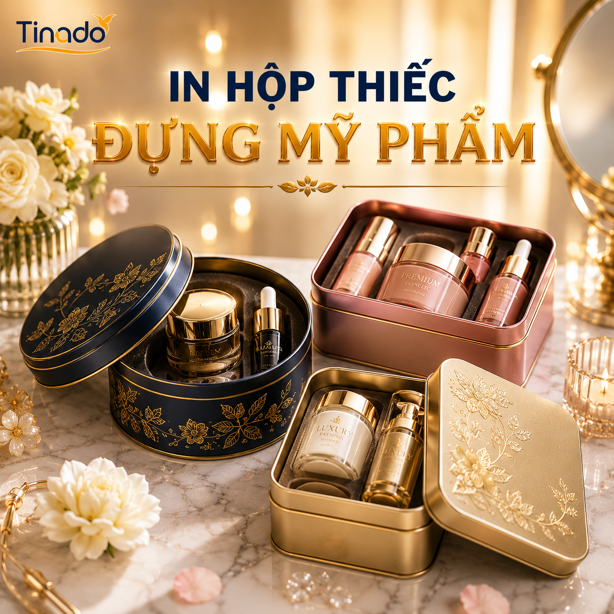 In Hộp Thiếc Đựng Mỹ Phẩm