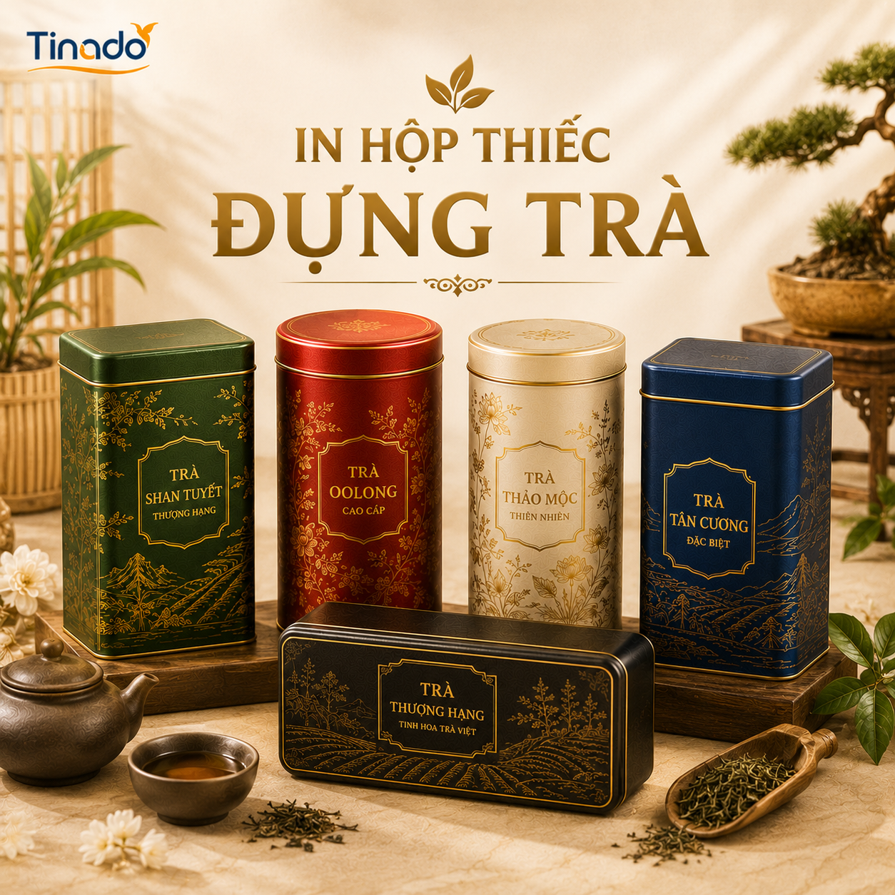 In Hộp Thiếc Đựng Trà Cao Cấp