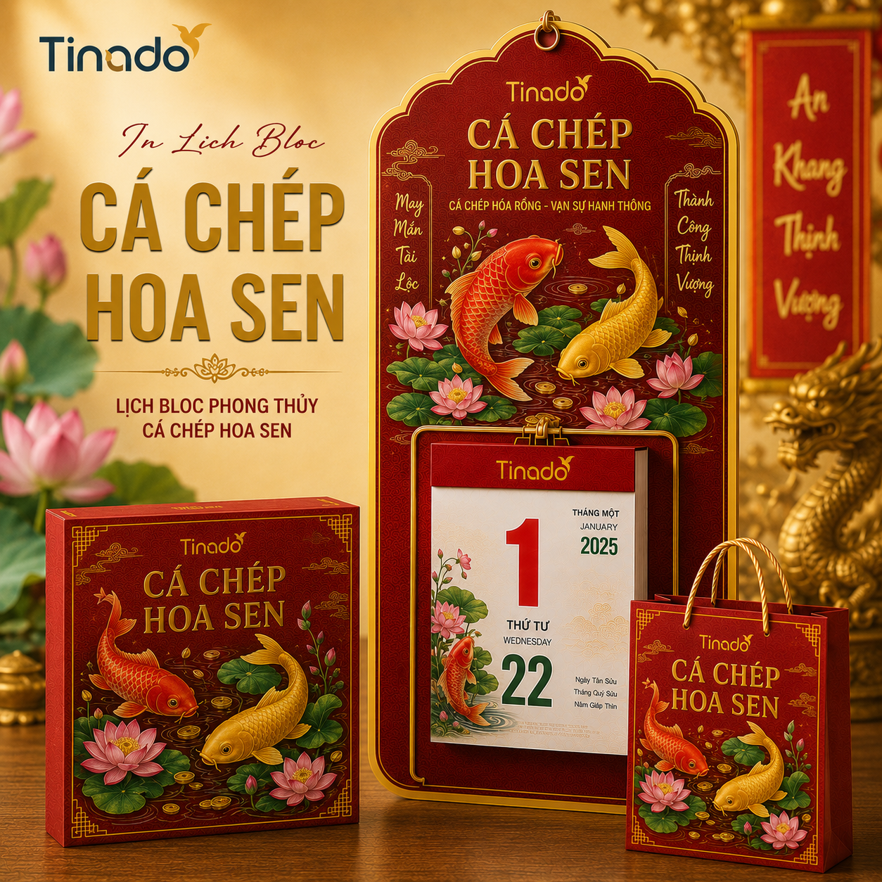 In Lịch Bloc Cá Chép Hoa Sen