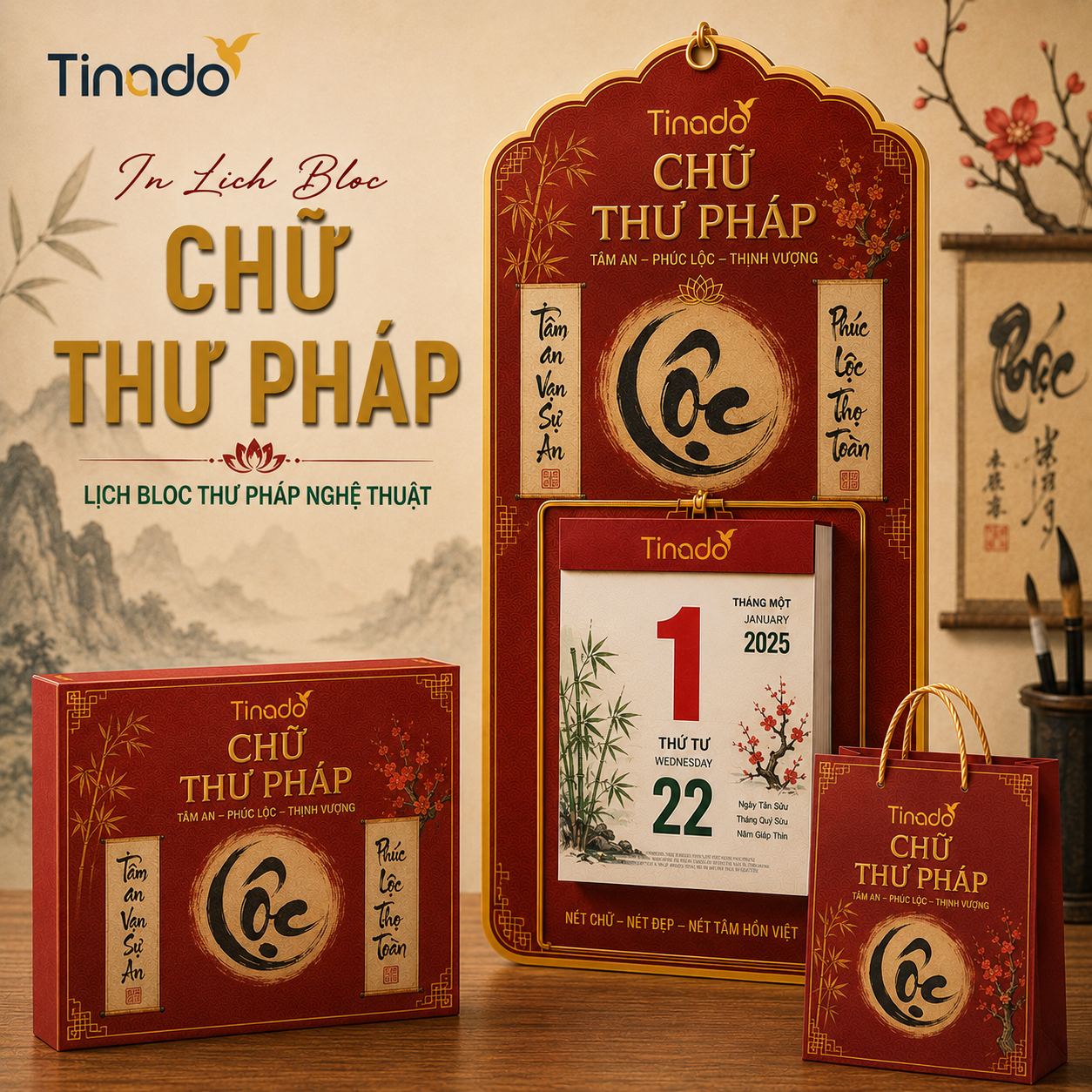 In Lịch Bloc Chữ Thư Pháp