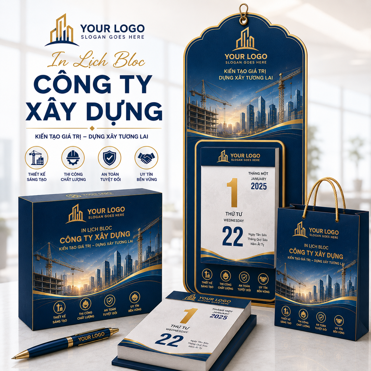 In Lịch Bloc Công Ty Xây Dựng