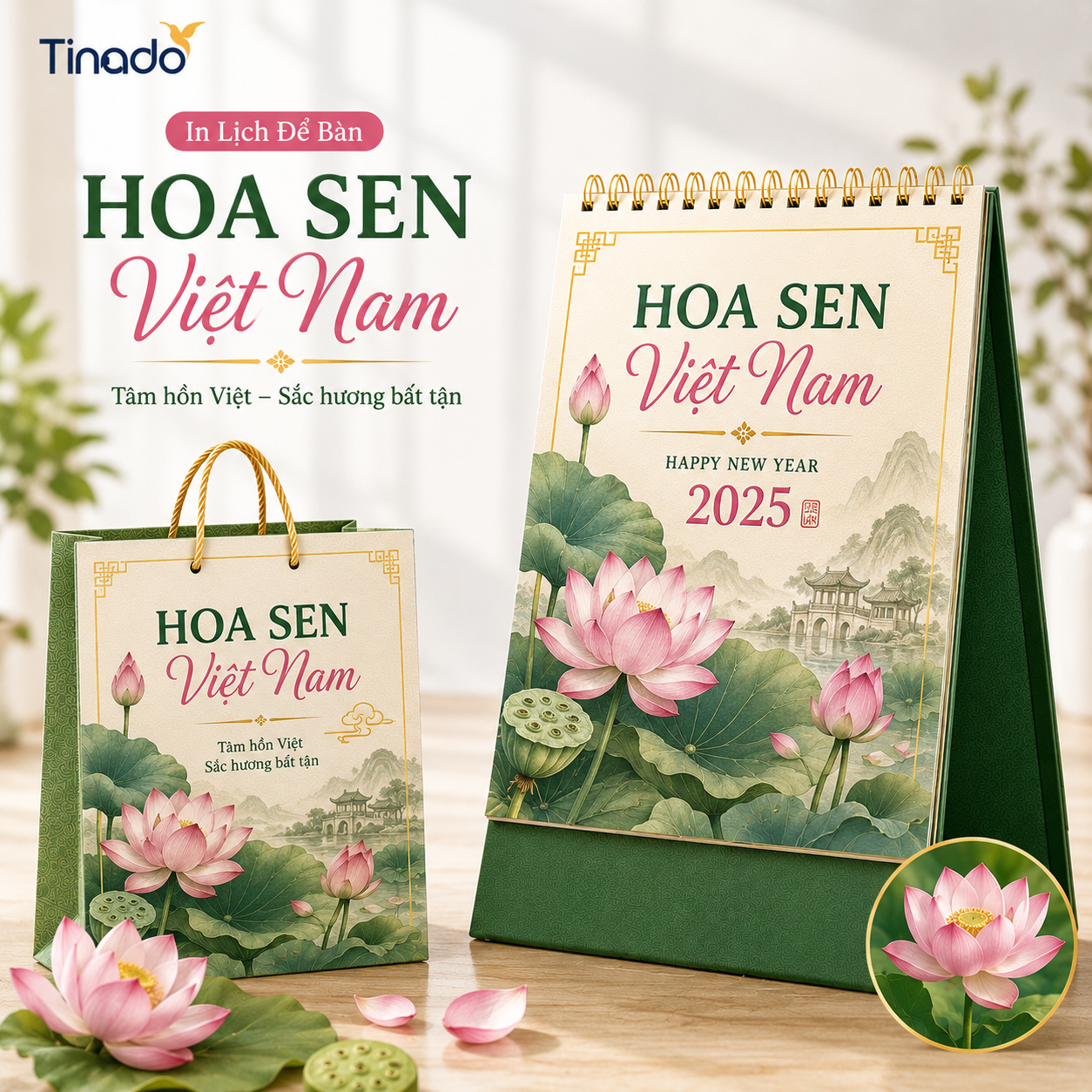 In Lịch Để Bàn Hoa Sen Việt Nam