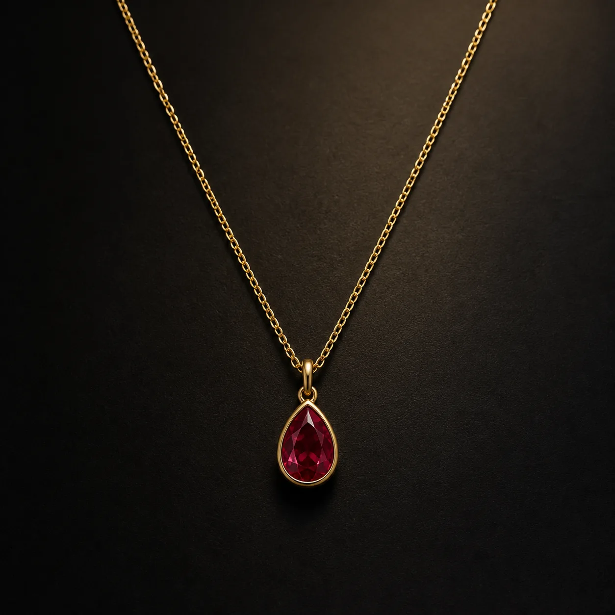 Dây chuyền Ruby RB01-N trên nền tối
