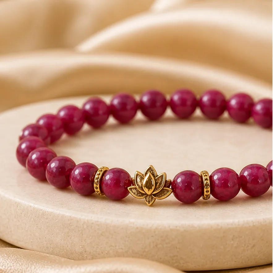 Vòng tay Ruby RB03 Charm sen - ảnh cận cảnh chi tiết