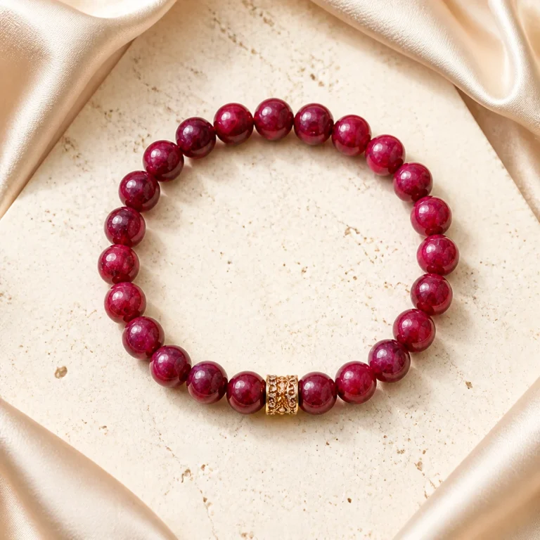 Vòng tay đá Ruby RB01 chụp toàn cảnh từ trên xuống